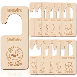 focal20 12 pcs wooden baby closet dividers for clothes organizer animal theme baby closet size dividers from newborn to 4t baby clothes hanger dividers for baby girls boys gift nursery baby shower