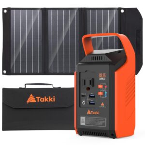 takki 83wh power station with 30w solar panel included for camping