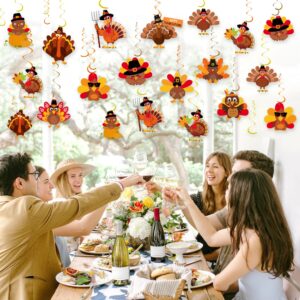 36 PCS Thanksgiving Decorations Hanging Swirls, Thanksgiving Turkey Hanging Decorations Party Decoration Swirls - NO DIY Thanksgiving Classroom Party Supplies Decorations