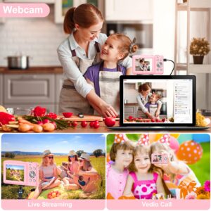 1080P Kids Digital Camera with Lanyard (No SD Card), 44MP Digital Point and Shoot Camera with 16X Zoom, Anti-Shake, Vlogging Camera for Students