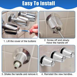 Dreyoo 3 Piece Shower Knob Replacement Compatible with Price/pfister Verve Tub Shower, Bathtub Shower Faucet Handle Remodel Trim Kit Include 1 Hot 1 Cold 1 Diverter and 3 Screws(Polished Chrome)