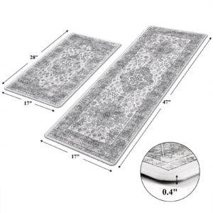 Pauwer Anti Fatigue Kitchen Mat Set of 2 Non Slip Kitchen Mats for Floor Cushioned Kitchen Rugs Comfort Standing Mat Farmhouse Waterproof PVC Foam Kitchen Floor Mat Runner