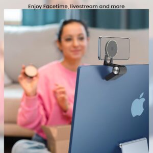 SODI Continuity Camera Mount for Desktop Monitor & iMac Compatible iPhone Webcam Mount with Mag-Safe for Mac and Displays, Mac OS Ventura, Work for Facetime, Desk View, Black