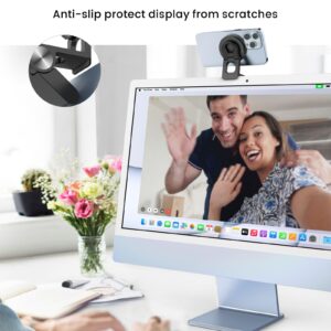 SODI Continuity Camera Mount for Desktop Monitor & iMac Compatible iPhone Webcam Mount with Mag-Safe for Mac and Displays, Mac OS Ventura, Work for Facetime, Desk View, Black