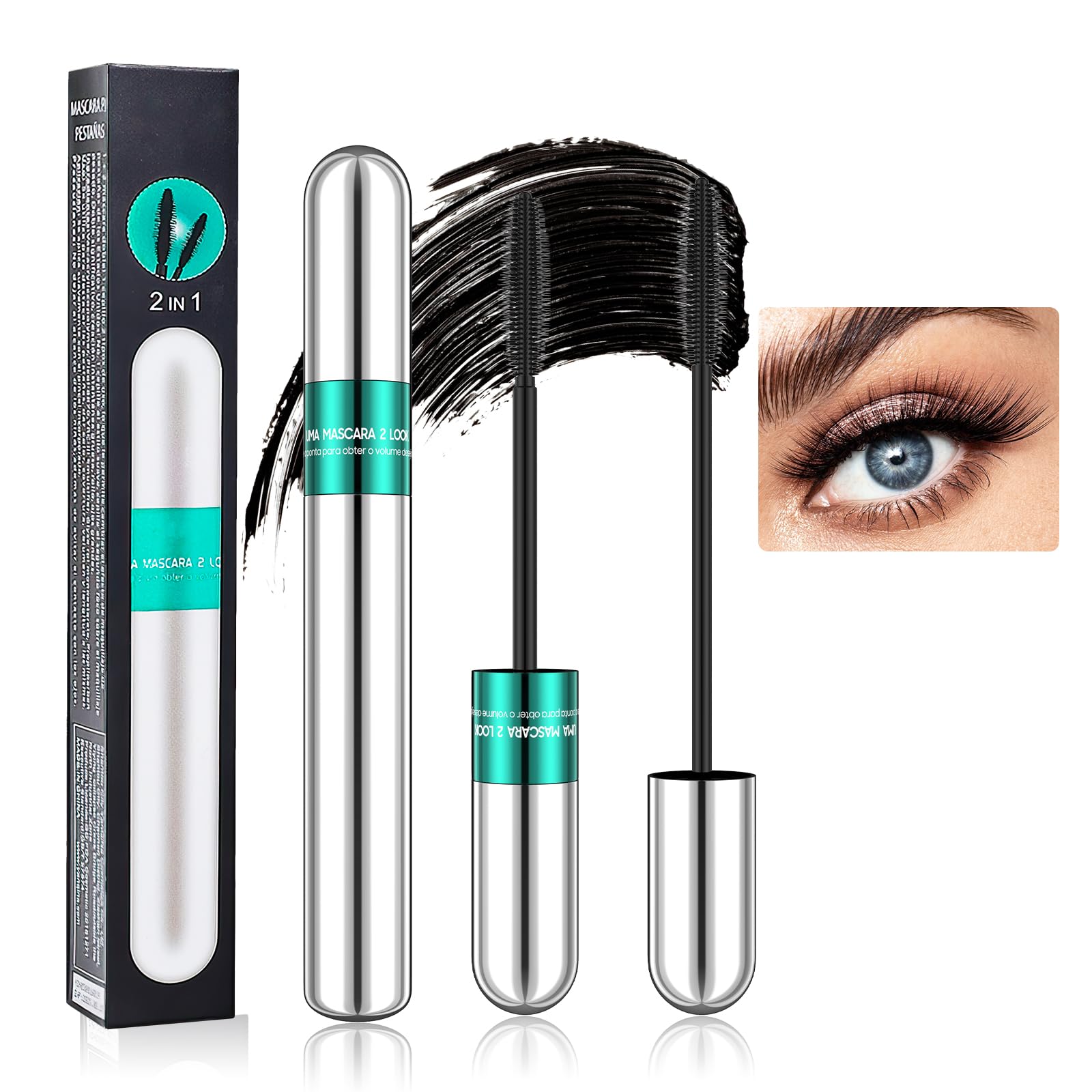 Tubing Mascara Smudge-Proof & Waterproof - Long-Lasting Mascara for Length and Volume, Curling Eyelashes, No Flaking and No Clumping, Cruelty Free and Vegan, Black (Pack of 1)