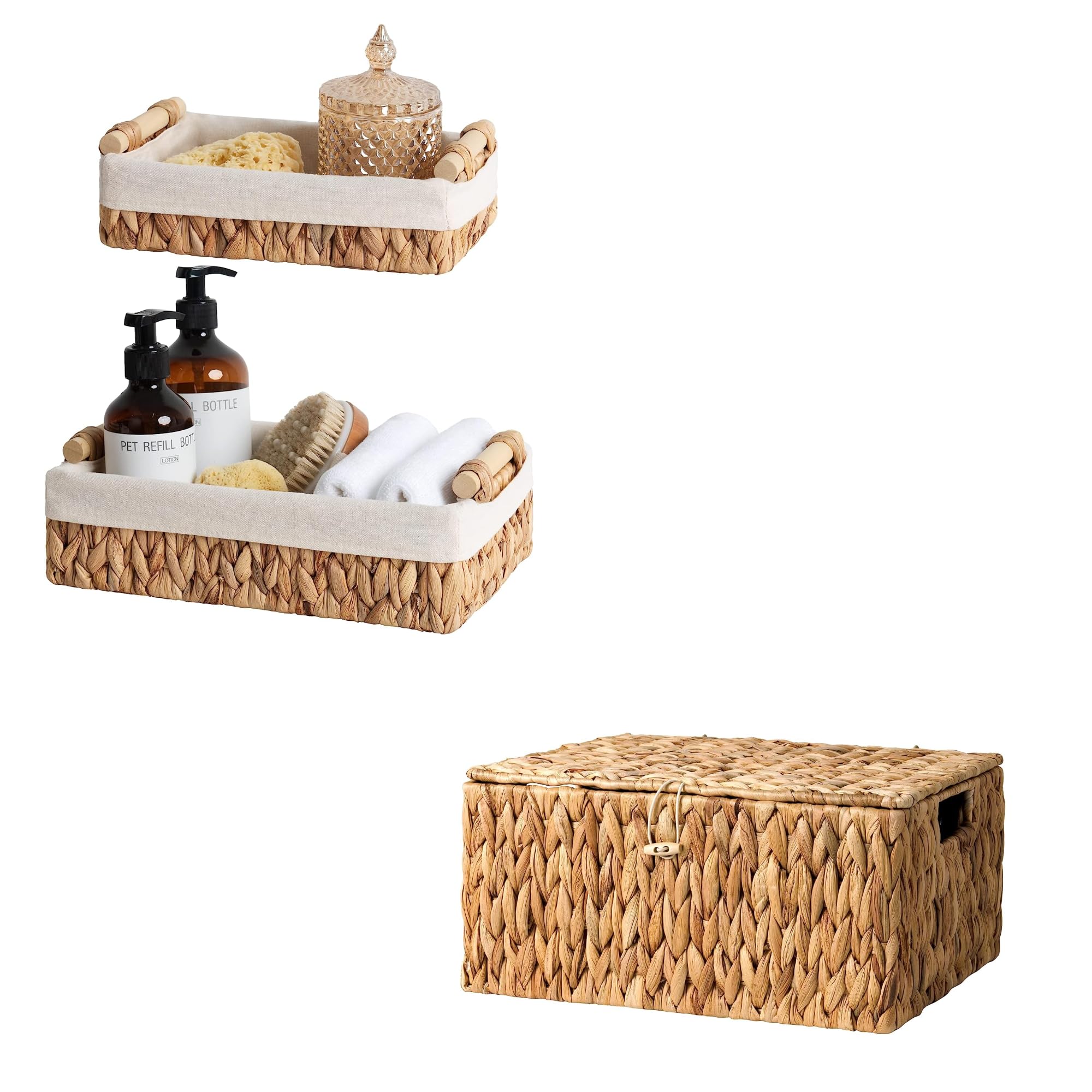 StorageWorks Water Hyacinth Wicker Baskets for Organizing