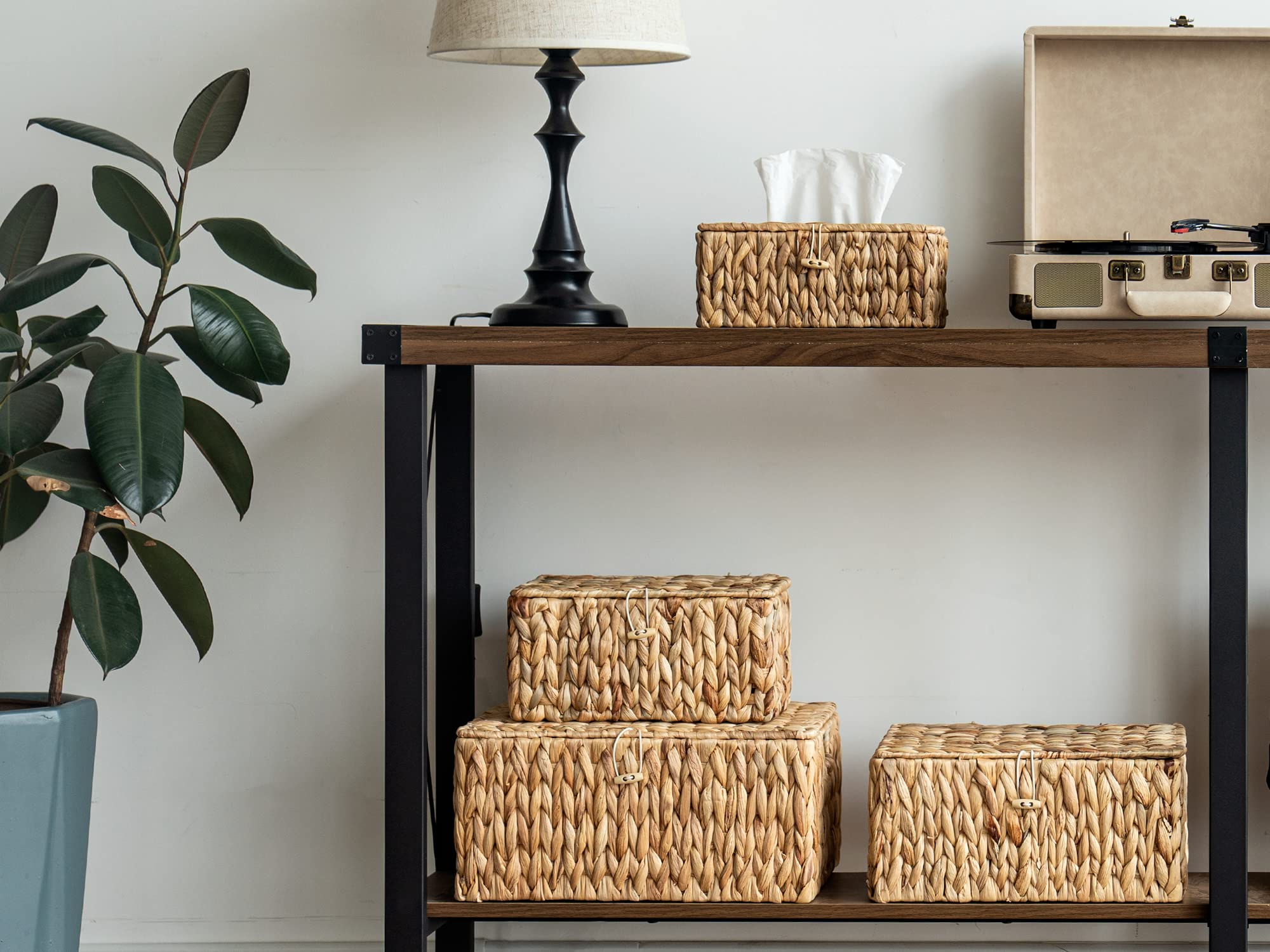 StorageWorks Water Hyacinth Wicker Baskets for Organizing