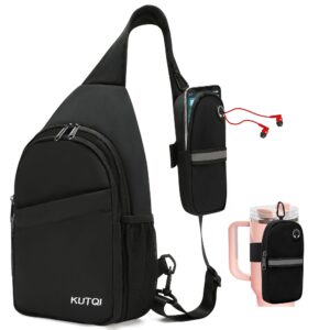 kutqi crossbody sling backpack with detachable phone bag sling bag for women men travel essentials cross body bag