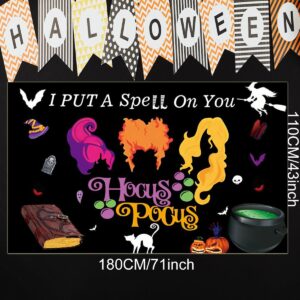 Hocus Pocus Decorations Banner, Hocus Pocus Decor Backdrop I Put A Spell On You Banner Hocus Pocus for Halloween Party Decorations 71" X 43"