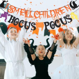 Halloween Hocus Pocus Decor Banner, Felt I Smell Children Banner Sanderson Sisters Sign for Hocus Pocus Halloween I Smell Children Decorations