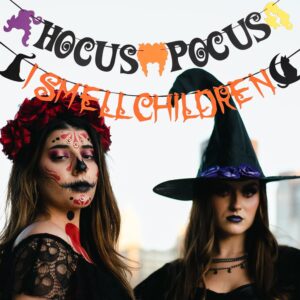 Halloween Hocus Pocus Decor Banner, Felt I Smell Children Banner Sanderson Sisters Sign for Hocus Pocus Halloween I Smell Children Decorations