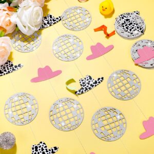 Peryiter 8 Pcs Cowgirl Bachelorette Party Decorations Glitter Cowgirl Disco Ball Garland String Western Cowgirl Party Hanging Decorations Cow Girls Hanging Swirls Whirl Streamers for Birthday Supplies