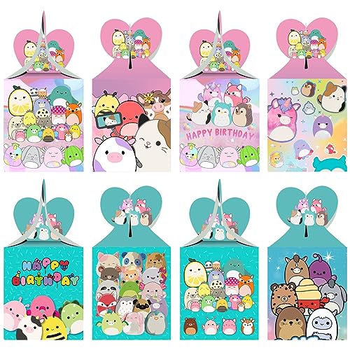 MIUXE 𝓢𝓺𝓾𝓲𝓼𝓱𝓶𝓪𝓵𝓵𝓸𝔀𝓼 Birthday Party Supplis, 𝓢𝓺𝓾𝓲𝓼𝓱𝓶𝓪𝓵𝓵𝓸𝔀𝓼 Birthday Party Decorations incude 12pcs Party Boxes Goodie Boxes