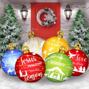 jetec 32 inch giant pvc christmas decorated ball inflatable outdoor holiday yard decorations christmas yard decorations outdoor christmas decorations for decor(6 pcs, nativity)