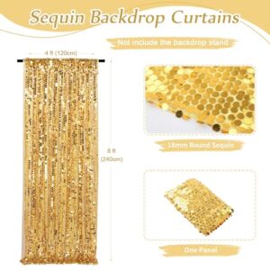 Big Payette Sequin Backdrop 4ftx8ft Gold Shimmer Backdrop Curtains Glitter Fabric Drapes for Birthday Party Baby Shower Decorations