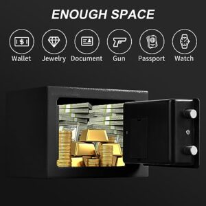 Tenamic Safe Box 0.23 Cubic Feet Electronic Digital Security Box, Keypad Lock Box Cabinet Safes, Solid Alloy Steel Office Hotel Home Safe, HB17 Black