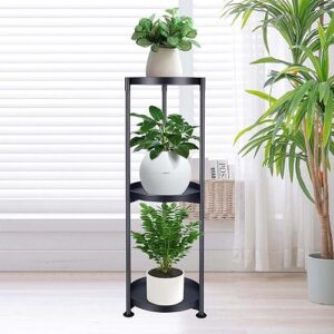3 tier plant stand indoor outdoor 34'' extra-tall metal plant stands for potted plants multiple tiered plant shelf vertical black iron planter rack large flower pot holder table for patio corner