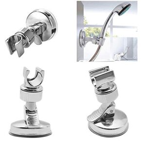 BlingKingdom 2pcs Adjustable Shower Head Holder Removable Suction Cup Shower Head Bracket No Drill Shower Head Bracket with Chrome Polished for Bathroom