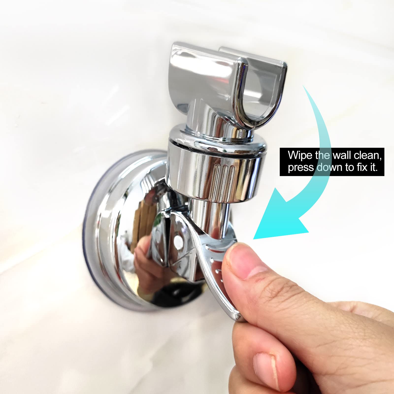 BlingKingdom 2pcs Adjustable Shower Head Holder Removable Suction Cup Shower Head Bracket No Drill Shower Head Bracket with Chrome Polished for Bathroom