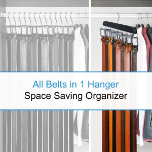 Resovo Belt Hanger for Closet Max 42 Belts, Sturdy Wood Belt Rack Closet Accessories with 14 Hooks Belt Organizer for Closet Organizers and Storage -Black 1 Pack