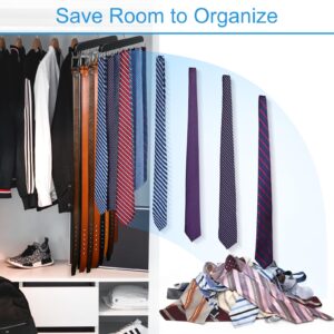 Resovo Belt Hanger for Closet Max 42 Belts, Sturdy Wood Belt Rack Closet Accessories with 14 Hooks Belt Organizer for Closet Organizers and Storage -Black 1 Pack