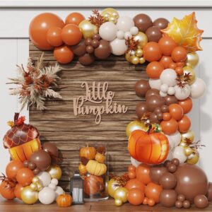 little pumpkin balloons garland arch kit 155pcs orange coffee brown white sand boho balloons for autumn birthday hello fall thanksgiving baby shower friendsgiving party decorations