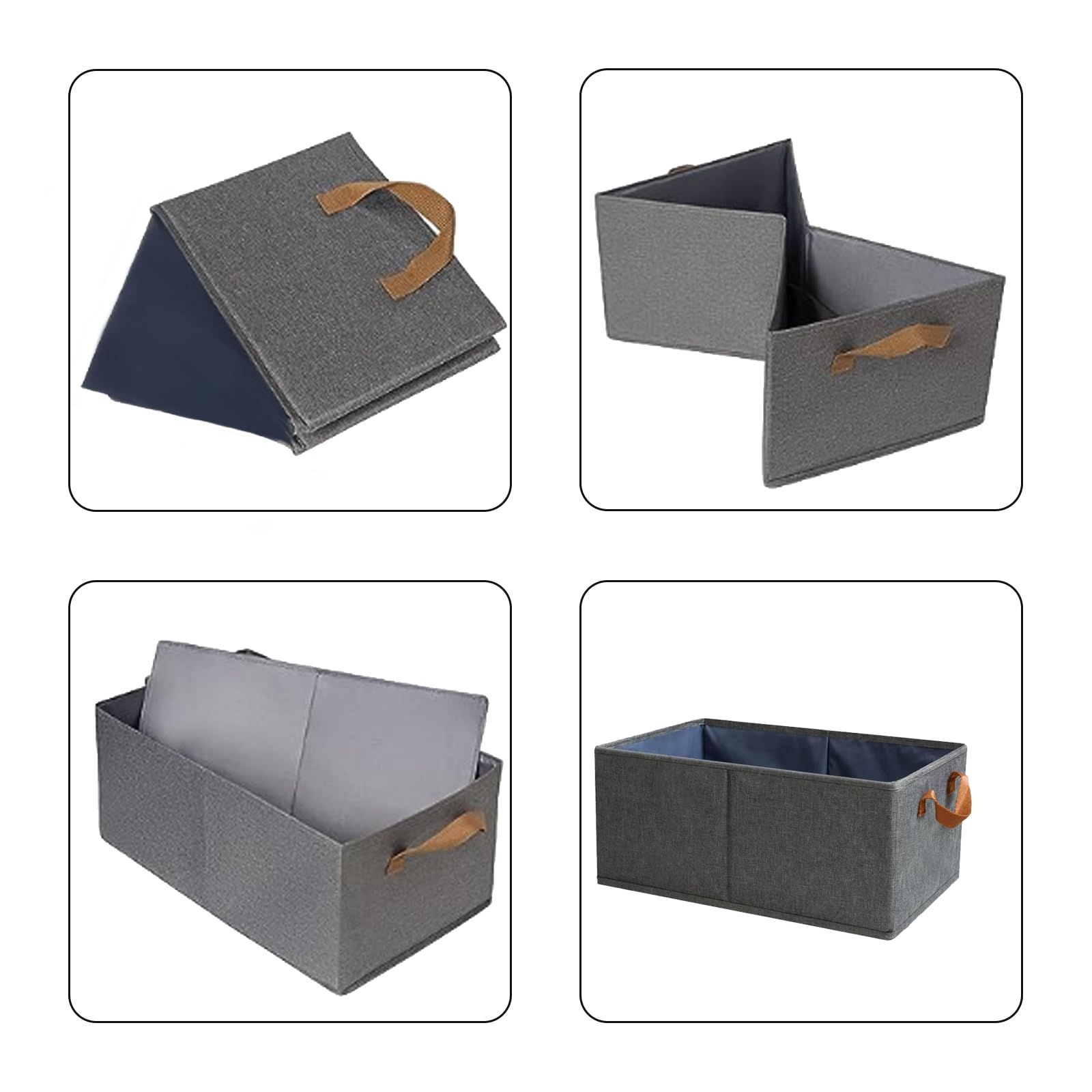 Almiugkex Clothing Storage Bins Nursery Organizers and Storage Box,Foldable Basket,for Organizing Shelves，Bedroom Storing and Closet Decorative Gray Set of 3