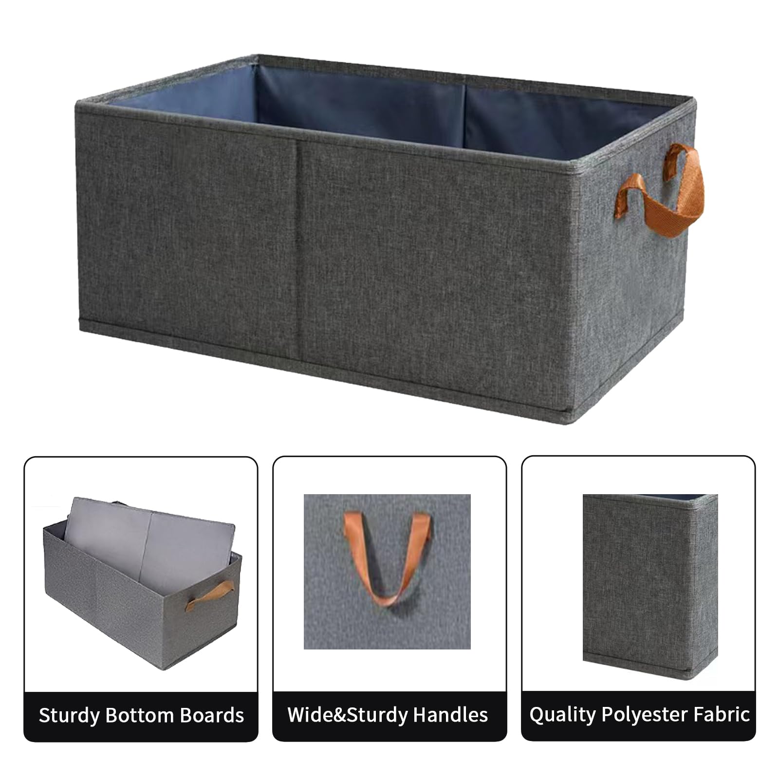 Almiugkex Clothing Storage Bins Nursery Organizers and Storage Box,Foldable Basket,for Organizing Shelves，Bedroom Storing and Closet Decorative Gray Set of 3