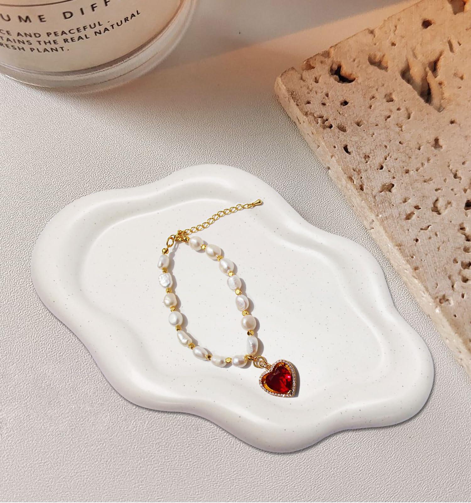 Ceramic Jewelry Dish for Women, Jewelry Tray Trinket Dish, Cloud Tray Jewelry Plate, Watch Keys Tray Ring Dish Holder for Mother's Day/Christmas/Thanksgiving/Birthday Gift, Spotted White