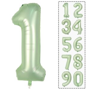 number 1 balloon 40 inch sage green number balloon foil mylar balloon for boys girls 1st birthday wedding anniversary jungle party decoration supplies large number balloons