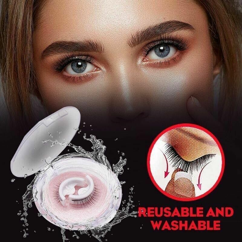 Conversionh Eyelashes - Glazyboo Self Adhesive Eyelashes, Self-Adhesive Eyelashes, Waterproof Reusable Self Adhesive Eyelashes (2Pairs Natural)