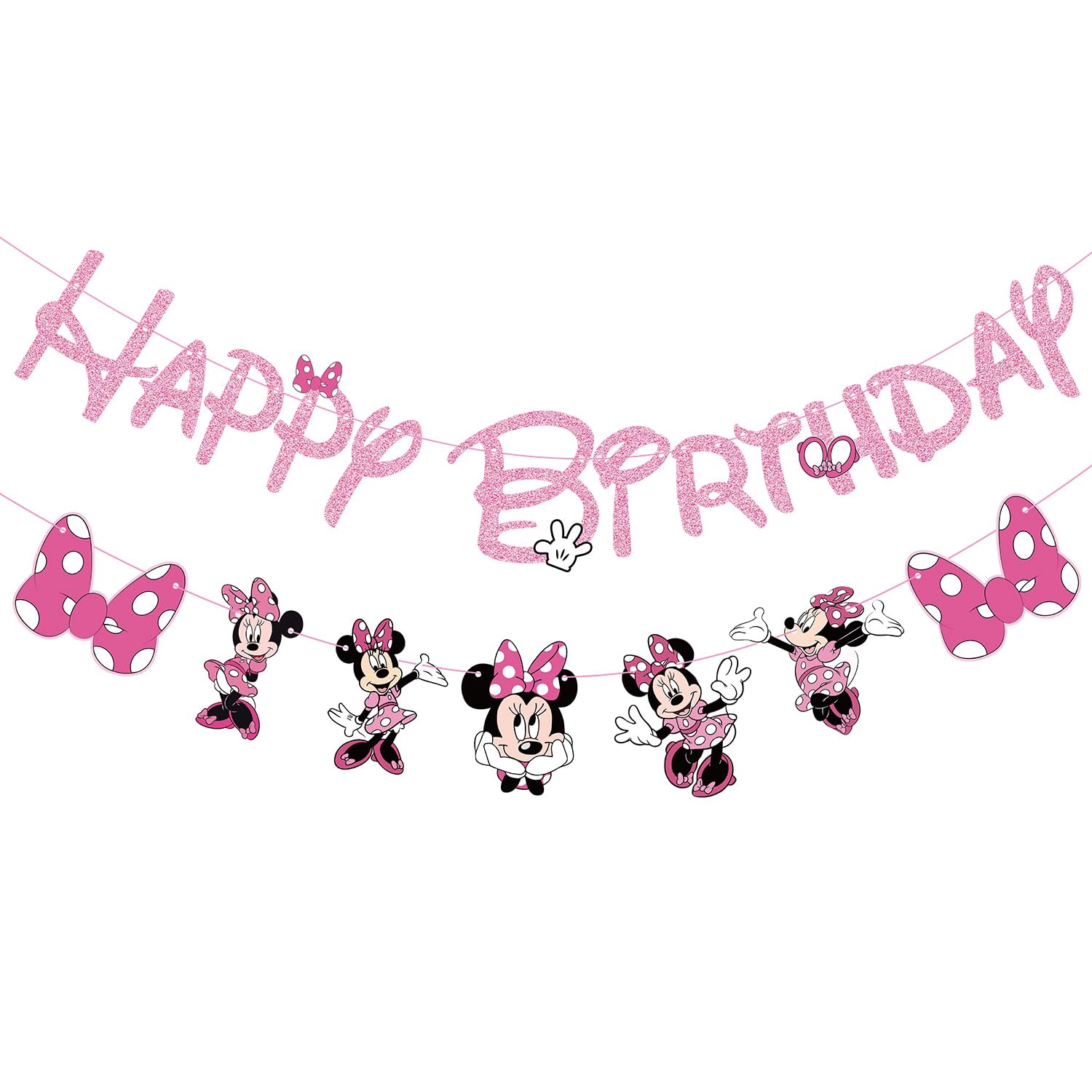 Pink Mouse Birthday Banner for Girls, Mouse Birthday Party Decorations Pink Mouse Themed Birthday Banner for Girl 1st 2nd 3rd Birthday Party Baby Shower Decorations