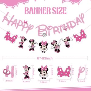 Pink Mouse Birthday Banner for Girls, Mouse Birthday Party Decorations Pink Mouse Themed Birthday Banner for Girl 1st 2nd 3rd Birthday Party Baby Shower Decorations