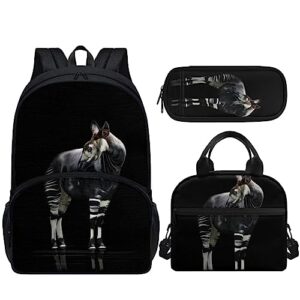 okapi backpack with pencil pouch and lunch box bag 3 piece boys girls backpack combo set