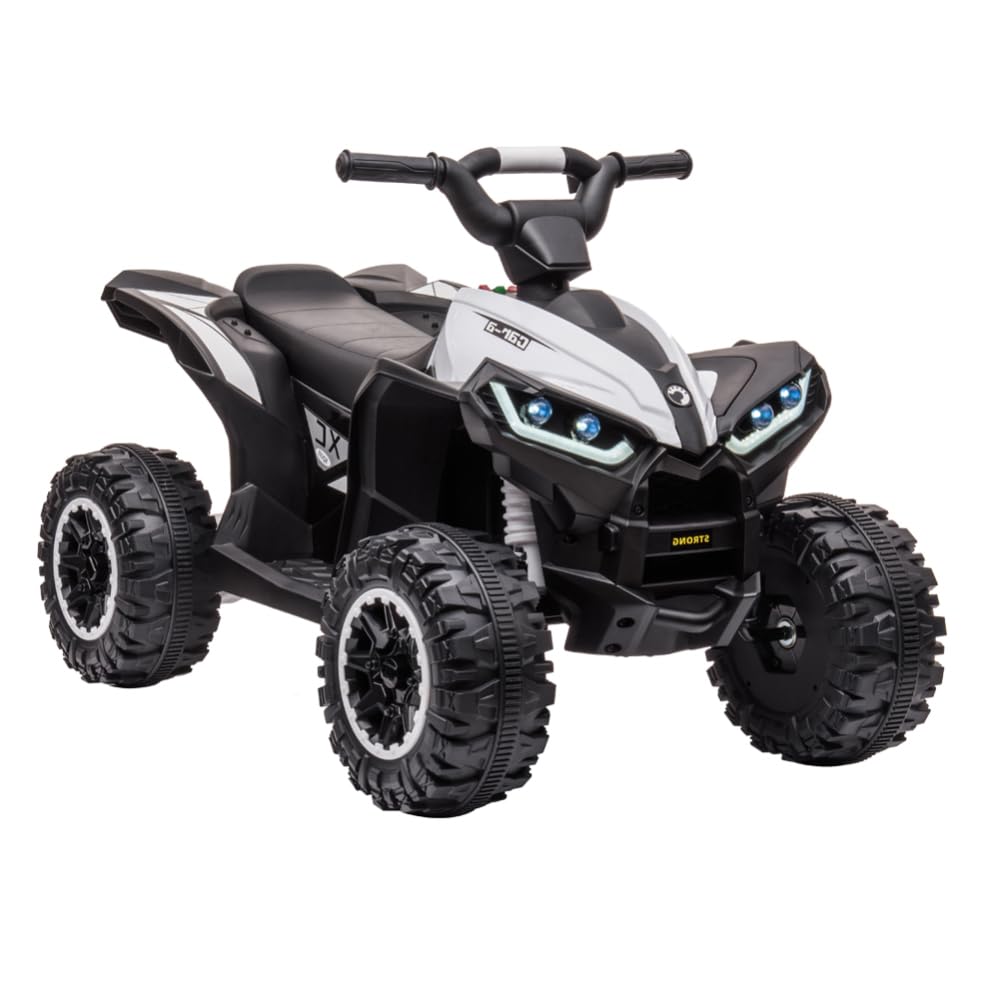 12V Kids Ride-On Electric ATV, 4-Wheeler Off-Road 4WD Car Toy w/2 Control Modes, Treaded Tires, LED Lights, Accelerator Handle,Foot Pedal,Spring Suspension,AUX Port red