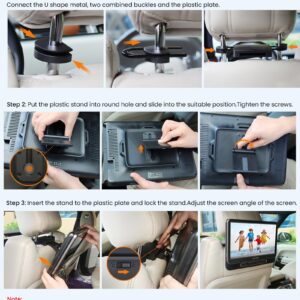 WONNIE 12" Headrest DVD Player Portable for Car, Support 1080P/MP4 Video with HDMI Input/Output, Mounting Bracket, AC Adapter, Car Charger, AV Out, USB Card Reader, Last Memory