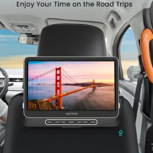 WONNIE 12" Headrest DVD Player Portable for Car, Support 1080P/MP4 Video with HDMI Input/Output, Mounting Bracket, AC Adapter, Car Charger, AV Out, USB Card Reader, Last Memory