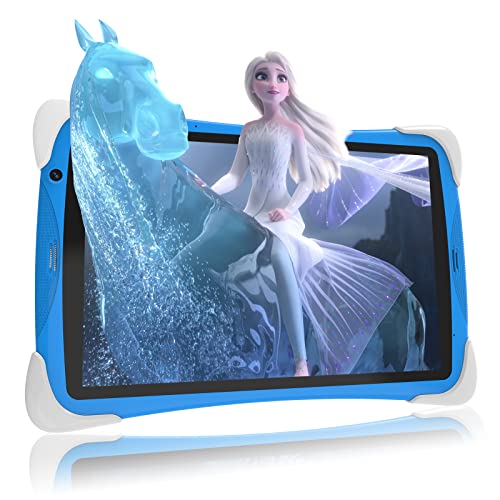 DOMATON Kids Tablet 10 inch, Android 13 Tablet for Kids, Parental Controls, 6000mAh Battery, Kids Contents Toddler Tablet, Eye Protection Mode, Shockproof Case with Stand (Blue)