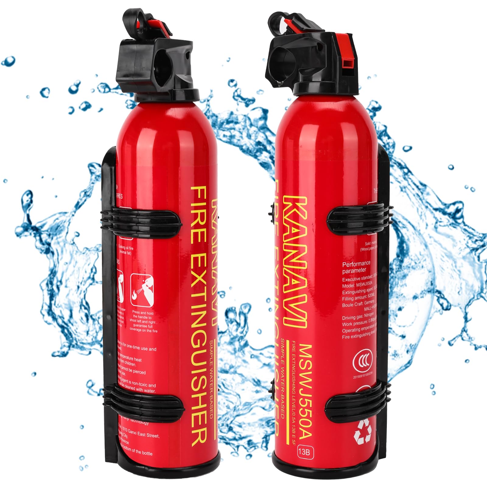 Fire Extinguisher with Mount - 5-in-1 Small Fire Extinguisher for Home Portable Car Fire Extinguisher, Home Water-Based Fire Extinguishers Fire (2 Pack)