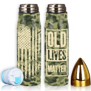 limima gift for old men, old lives matter bullet tumbler, birthday - retirement - fathers day gift for old men, valentine gift for grandpa - dad - husband, 60th - 70th - 80th birthday gift for old men