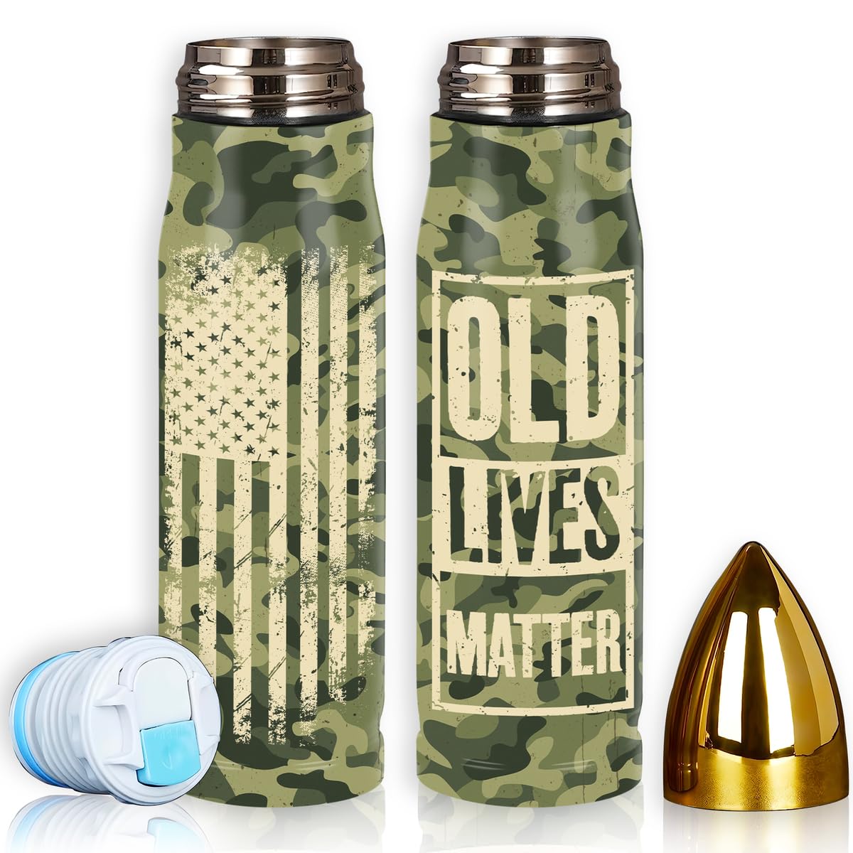 Limima Gift for Old Men, Old Lives Matter Bullet Tumbler, Birthday - Retirement - Fathers day Gift for Old Men, Valentine Gift for Grandpa - Dad - Husband, 60th - 70th - 80th Birthday Gift for Old Men