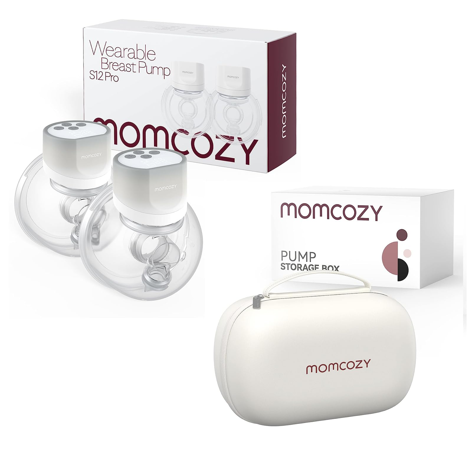 Momcozy S12 Pro Hands-Free Breast Pump Gradient Gray & Breast Pump Bag for Hands-Free Wearable Breast Pumps（Holds 2 Pumps）