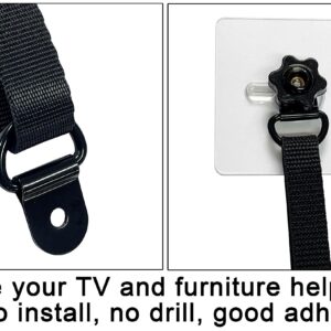 6 Pcs No-Drill Flat Screen TV Safety Straps, Adhesive and Adjustable Anti-Tip Furniture Anchor Kit for Baby Proofing