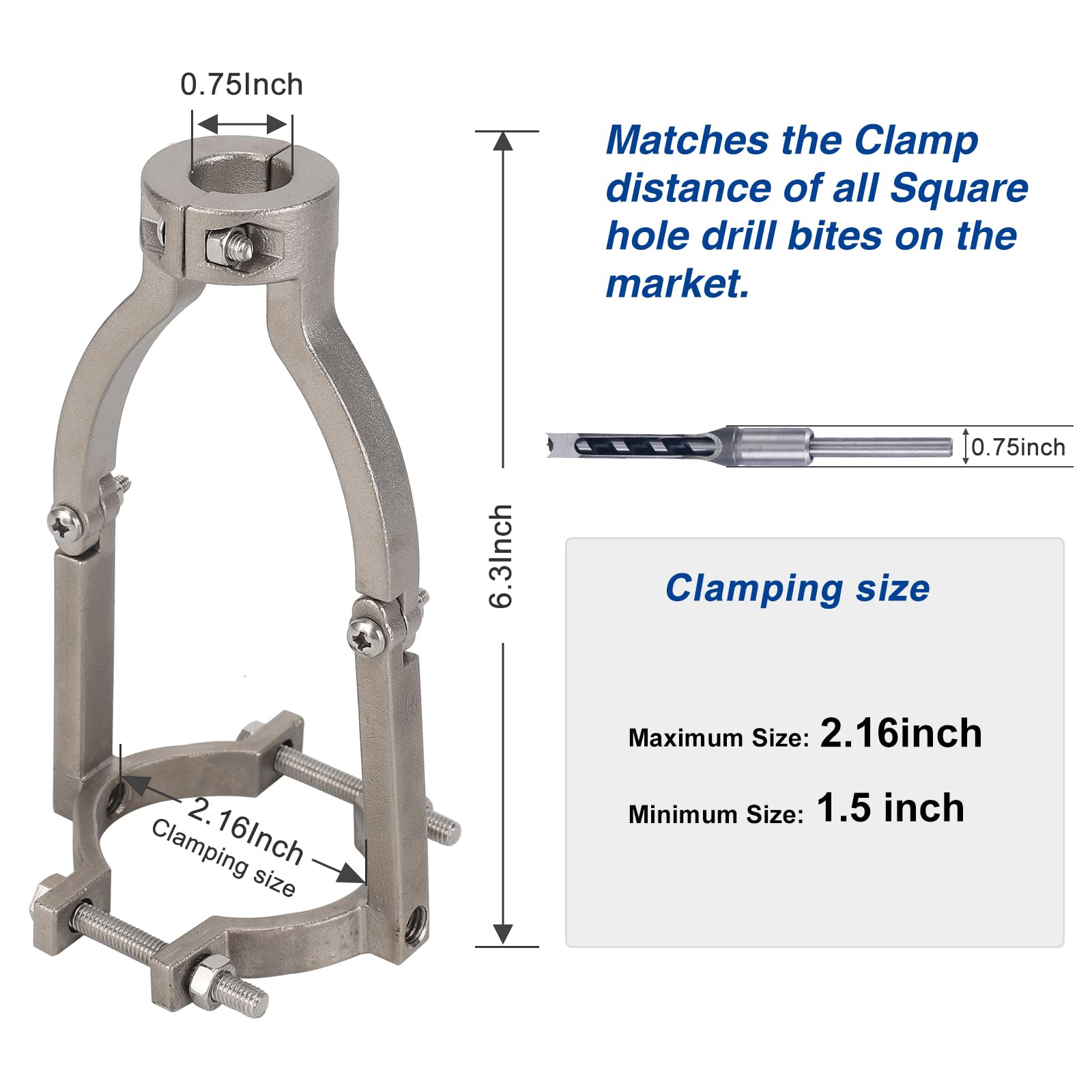 LNROE-K Square Hole Drill Bit Adapter for Drill Machine, Mortising Attachment for Drill Press, Square Hole Drill Bits for Wood, Mortise and Tenon Tools, Accessory Quickly