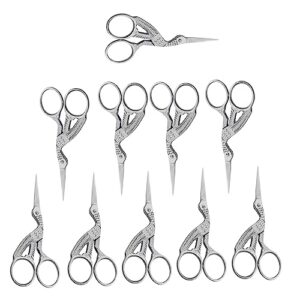 10 stainless steel professional embroidery scissors sharp stork scissors for sewing crafting needlework diy multipurpose dressmaker eyebrow trim small 3.6” shears crane scissors