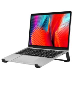 thibault aluminum laptop stand for desk - cooling ergonomic design - fits macbook air pro/dell/hp/lenovo/thinkpad/alienware - 13/14/15.6/16 -easy assembly- ventilated laptop stand for optimal airflow