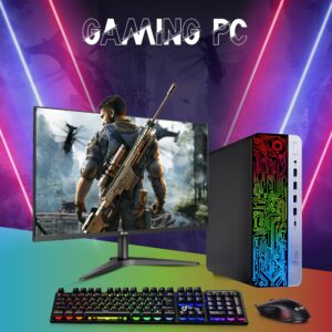 BTO RGB Gaming PC and Monitor Bundle - Intel Core i5-6th Gen, 16GB DDR4 Ram, 512GB SSD, NVIDIA GT 1030 2GB GDDR5, New 22 Inch Monitor - Windows 10 Pro - Computer Tower Setup for pc Gamer (Renewed)