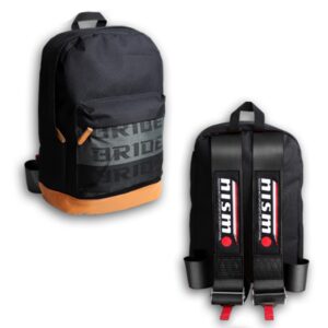w-power jdm bride racing laptop travel backpack brown bottom with adjustable harness straps (nis-bk)