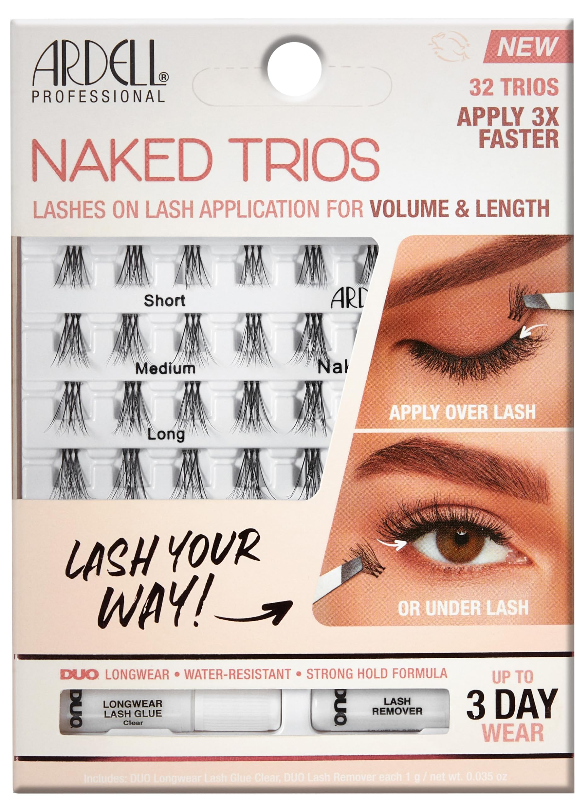 Ardell Naked Lashes Trios Kit, 32 Trios, 1 pack