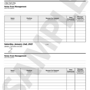 The Manager's Red Book - Request Days Off logbook/notebook/planner, 8.5"x11" semi-annual, 118 pages, 8 lines per day (F2835) (April 2024 - September 2024)